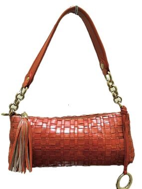 Elliott Lucca Intreccio III Woven Coral Orange Handbag